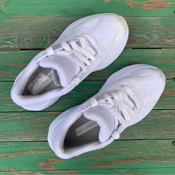 HOKA ONE ONE Womens Bondi 8 Sz 7.5 B White Sneakers Shoes Athletic Walking Sport - Picture 15 of 15